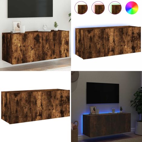 TV-Wandschrank mit LED-Leuchten Räuchereiche 100x35x41 cm - TV Schrank - Regal - Holzschrank - Wandregal - Fernsehtisch - Home & Living (1/5)