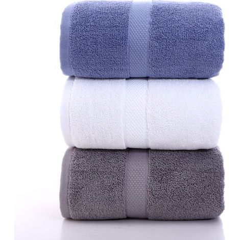 Filiyano-Serviette de bain 100 % coton éponge, 460 g/m², 70 x 140 cm, douce et absorbante, pour lavabo, douche et draps. Blanche. (1/5)