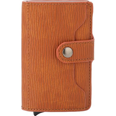 Porte-cartes professionnel texture écorce, étui antimagnétique brun x‑63, protection cartes de crédit sans fil (1/5)