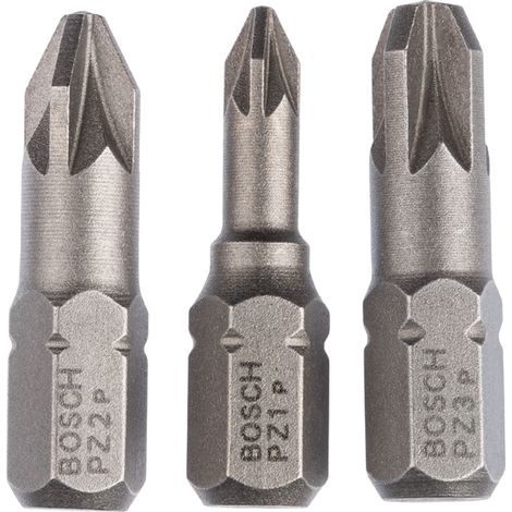 Bosch 3tlg. Schrauberbit-Set Extra-Hart (PZ) PZ1 PZ2 PZ3 25 mm