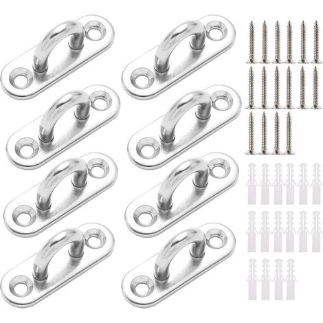 Stück M5 Ösenplatten aus Edelstahl 304, robuste Deckenhaken, Wandhaken, Tragkraft 40 kg, für Ventilatoren, Blumentöpfe, Yogaschaukeln, Bootszubehör (1/5)