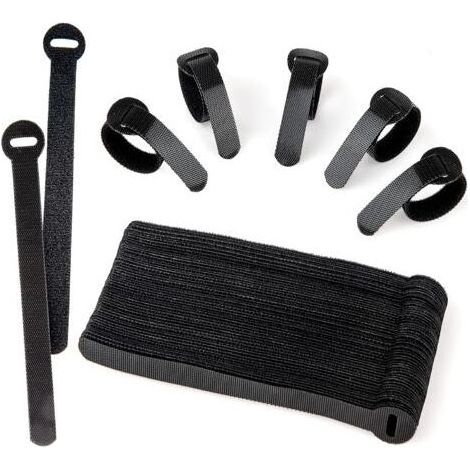 60 Pcs Réutilisables Attache Cable, Sangles Câble, Noir Scratch Serre Cable Pour Câbles Tv, Câbles Pc Et Organisation De Bureau 1000 pcs (1/5)