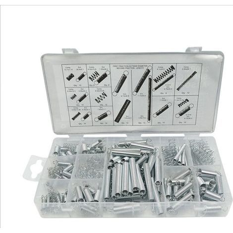 Ressort de Compression et Rallonge, Assortiment en Acier en Métal de Traction, Tension Pression et Goupilles Ressorts avec Boîte de Rangement - 200 Pcs (1/5)