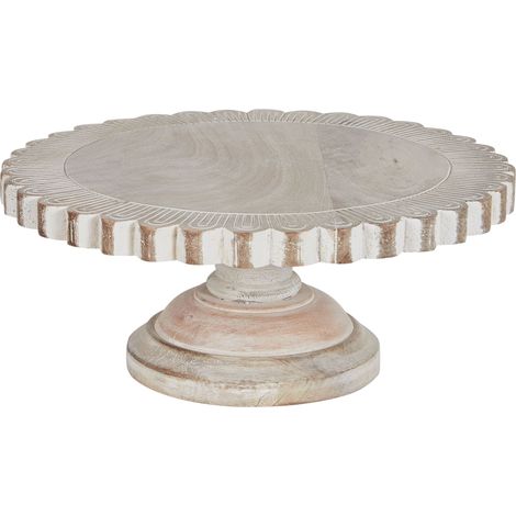 Vassoio elegante e decorativo per torte, supporto per pasticceria, espositore, supporto per servire intagliato in legno di mango chiaro Memfis (1/5)
