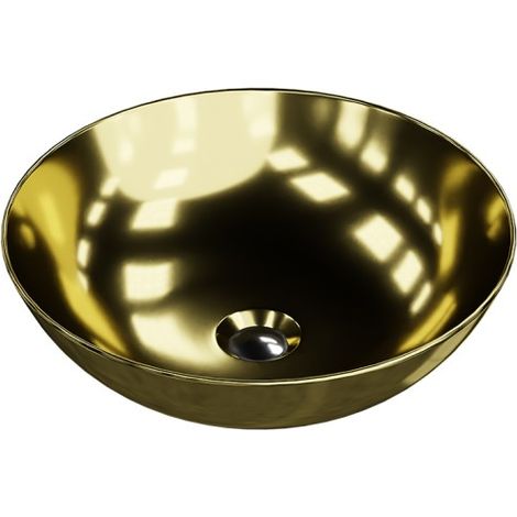 LAVITA Aufsatzwaschtisch Rosa Gold Aufsatzwaschbecken Rund Waschbecken Ohne Überlauf und Hahnloch Aus hochwertigem Porzellan Waschtisch 40x40x13,5 cm Gold (1/4)