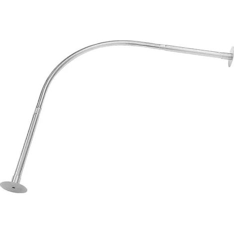 Barre de douche courbée, télescopique 70–95 cm, acier inoxydable 201, argentée, diamètre 2,5 cm, fixation murale (1/5)