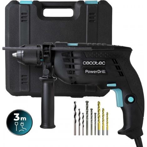 Cecotec PowerDrill 850 Marteau perforateur électrique EasyAdjust. 850W, 46000 impacts par minute, 4800 rpm, Câble extra-long 3m, Mandrin sans clé de 13mm de diamètre, Entièrement équipé. (1/5)