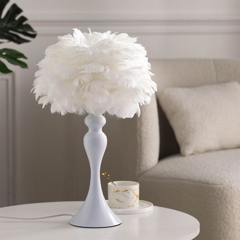 Accent Feather Table Lamp with LED Light Bedside Light Lounge Lighting (1/5)