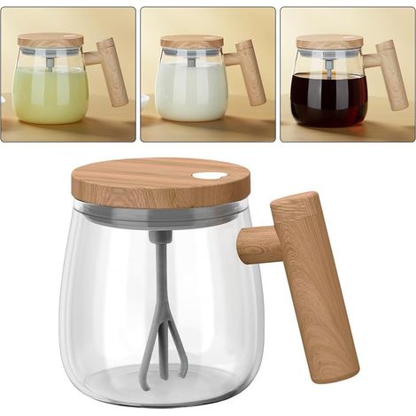 Mug mélangeur électrique 400 ml avec couvercle, en verre borosilicate haute résistance. (1/5)
