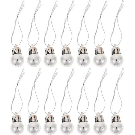 24 boules miniatures de 2 cm à suspendre pour décorer le sapin de Noël, accessoires décoratifs pour la maison et les magasins (argenté) (1/4)