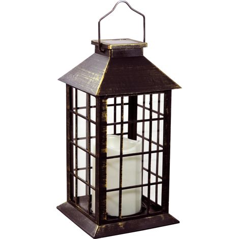 Lanterna solare LED 1600K crepuscolare 27cm bronzo Polux (1/3)