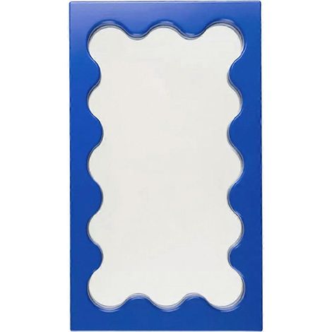 Miroir de maquillage rectangulaire ondulé de style nordique, à poser sur un bureau ou à accrocher dans une salle de bain, une chambre ou une entrée. (1/5)