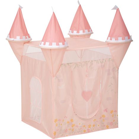 Atmosphera – Tente pop up château princesse rose – Dimensions L. 130 x P. 78 x H. 78 cm – PVC/Polyester – Facile à monter et transporter (1/5)
