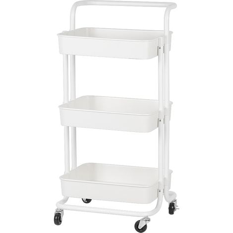 Chariot de service de 3 niveaux en métal de cuisine blanc (1/5)