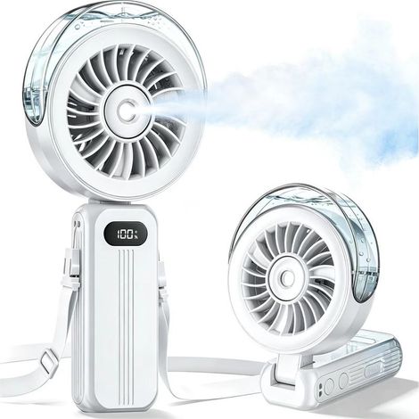 6000-mAh-Nebelventilator, lange Akkulaufzeit, 2-Sekunden-Schnellnebel, 4 Geschwindigkeitsstufen, LED-Anzeige, faltbar und kompakt – ideal für Hitzewellen, Reisen, Wandern, Festivals und Büro – KZQ (1/3)