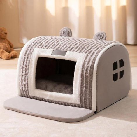 Niche d'hiver chaude avec literie amovible et lavable – Grande niche pour chats et chiens, indéformable.(35 x 30 x 30 cm) (1/5)