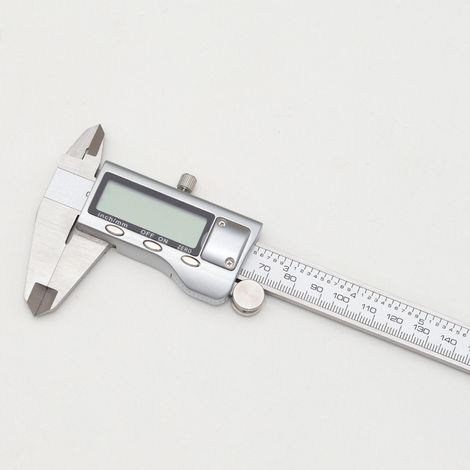 Pied à coulisse numérique 0‑150 mm – Acier inoxydable à affichage digital – Jauge de profondeur et de diamètre