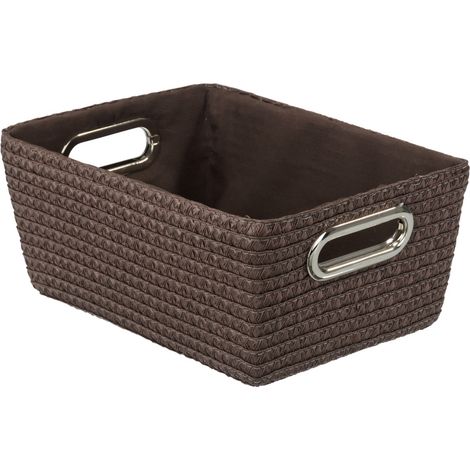 WENKO Panier salle de bain avec poignée Chromo, rangement salle de bain, Plastique, 28x12x19,5 cm, marron (1/4)