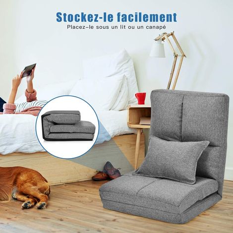 Costway – Chaise longue réglable pliable – Dossier ajustable 5 positions – Matériaux éponge et métal – Confort optimal pour méditation et lecture (1/5)