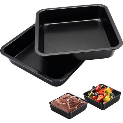 2 Pièce Plat à four Carré, Plats à Gratin Carrés, Moule à Gâteau, en Acier Inoxydable, avec Revêtement Antiadhésif, Idéal pour les Gâteaux, Brownies, Sain et Facile à Nettoyer, 22,5 x 22 x 5 cm (1/5)