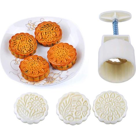 4-teiliges Hand-Mondkuchen-Set zum Mittherbstfest mit 12 verschiedenen Mustern für selbstgemachte Mondkuchen (1/5)