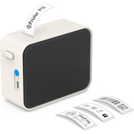 Étiqueteuse Bluetooth, P15 Mini Imprimante Etiquette Autocollante APP Connexion, Compatible avec iOS et Android pour Maison, Bure au, école (Tissu Noir) (1/5)
