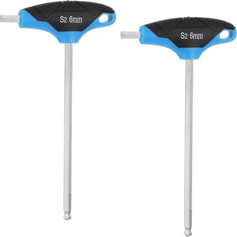 2Pcs Clé Hexagonale À Bille À Poignée En T 6mm Acier S2 Bleu Noir (1/5)