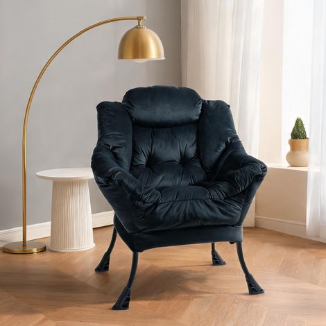 Fauteuil relaxant en métal noir avec poche latérale (1/5)