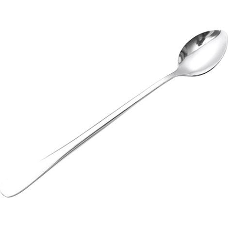 Cuillère À Long Manche En Acier Inoxydable - Tête Étroite 19.5x3cm - Pour Café Glace Dessert - Lot De 1 (1/2)