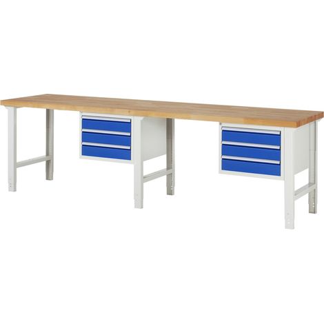 Rau Werkbank höhenverstellbar 7127A1, B3000xT700xH790-1140mm, 6x Schublade-TA (1/5)