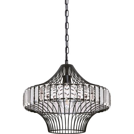 One-Light Pendant Black / Crystal Prism Glass