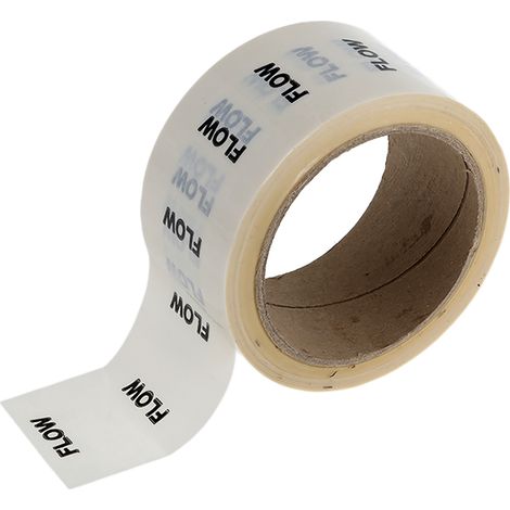 Ruban de marquage pour tuyaux Blanc, Texte: Flow PP, Vinyle, largeur 50mm x Longueur 33m ( Prix pour Bobine de 33 Mètres )