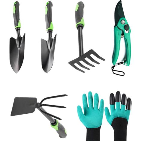 Set d'outils de Jardinage 6 pièces pour Transplanter, ameublir Le Sol et désherber, pour Les Jardins, Les balconnières, Les parterres de Fleurs (1/5)