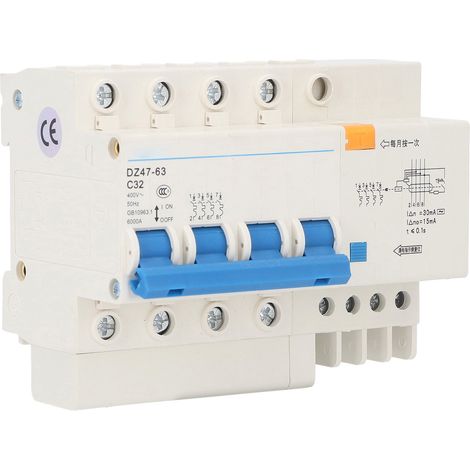 Disjoncteur miniature 4P MCB, montage sur rail DIN, pouvoir de coupure de 6000 A, 400 V, 32 A, pour usage domestique (1/5)