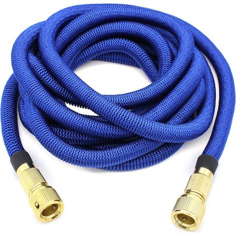 Tuyau d'arrosage extensible 5 m, flexible jusqu'à 15 m avec raccords métalliques 1/2" et 3/4", tuyau léger pour jardin, arrosage et lavage voiture (1/5)