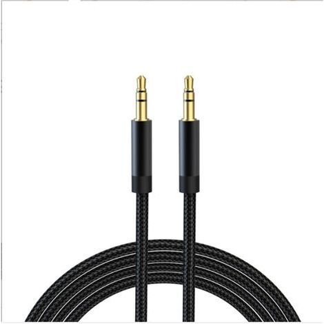 1.2M Noir Câble Jack Audio Câble Auxiliaire 3.5mm mâle vers mâle [Plaqué Or] stéréo en Nylon pour iPhone, Samsung, iPod, iPad, Voiture, Casque, Autoradio, Smartphones, MP3 etc. (1/4)
