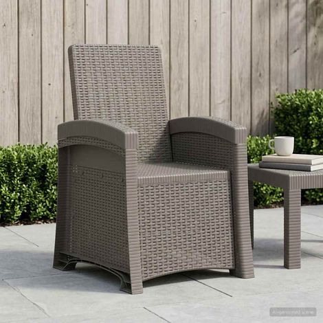 vidaXL Sedia da giardino reclinabile effetto rattan Grigio Chiaro PP (1/5)