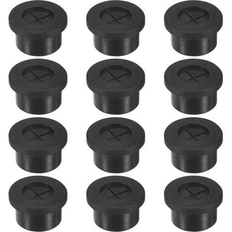 12-Pack Passe-Câbles En Caoutchouc Pour Câbles 16mm Passe-Câble De Bureau Double Face Flexible Couvre-Trou De Bureau Pour Câbles/Fils Protection Passe-Câble [Noir] (1/5)