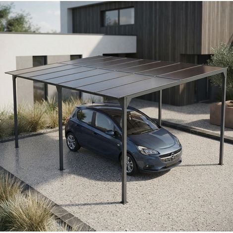 Carport Überdachung Einzelcarport Aluminium Dach 3x4,5m schwarz 56860