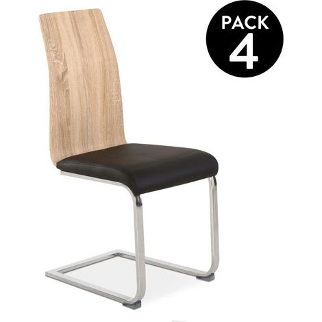 Pack 4 sillas de comedor Sensei Madera - Negro Sensei 39,5cm (ancho) x 97cm (alto) (1/5)