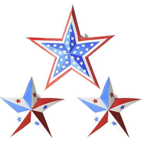 Lot de 3 pendentifs de Noël en papier, en forme d'étoile à cinq branches, pendentifs 3D de couleurs assorties (1 pièce de 45,7 cm, 2 pièces de 30,5 cm)-45CM