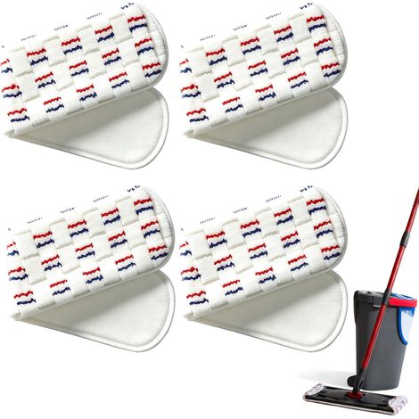 Lot de 4 Recharge Balai Serpillere Microfibre pour Vileda H2pro Serpillière-Blanc (1/5)
