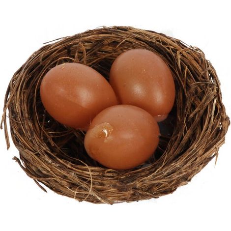 Decorazione pasquale: tre uova marroni in un nido, 6 cm (1/2)