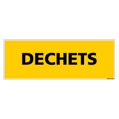 Panneau de Signalisation danger DECHETS (C0135) - Adhésif - 210 x 75 mm