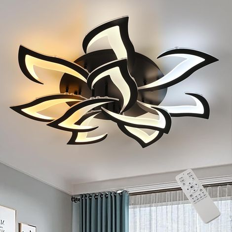 GOECO LED Ceiling Light 84W Flower, Dimmable 3000-6500K with Remote Control & App, 10 Black Petals Ø82cm for Living Room Kitchen Dining Room (1/5)