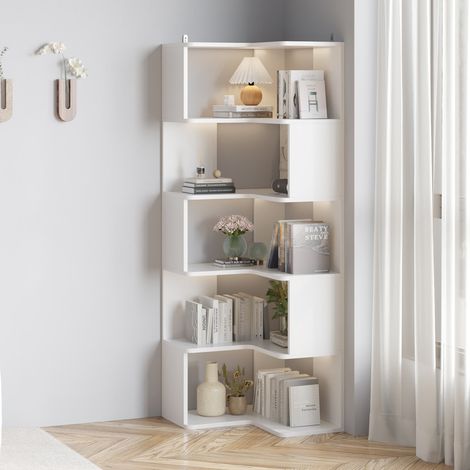 Étagère en coin 6 niveaux L-shaped 60x60x165cm, blanc (1/5)