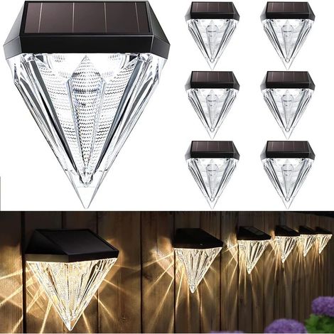 Juego de 6 luces LED solares impermeables para decoración, para uso exterior en terrazas, jardines, escalones y escaleras, luz blanca cálida [Clase energética A++] (1/5)