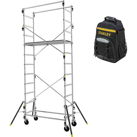 Trabattello mobile domestico -  Altezza di lavoro max 4.70m + Zaino di cantiere - 347703-SAC
