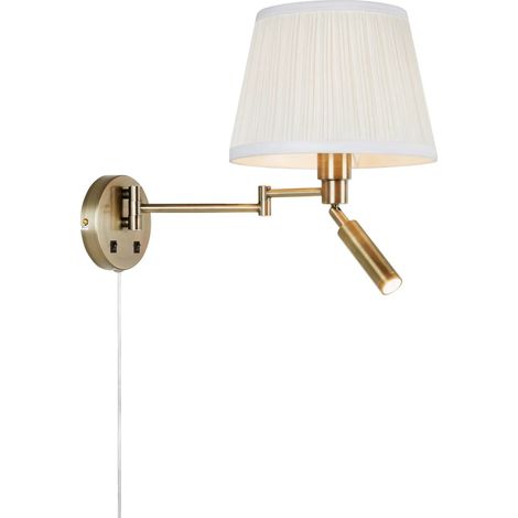 Applique murale pivotante laiton antique double eclairage e27 led lecture integree blanc casse 4w 60w - markslojd 218157902 218157902 218157902 218157902 218157902 218157902 218157902 218157902 218157 (1/3)