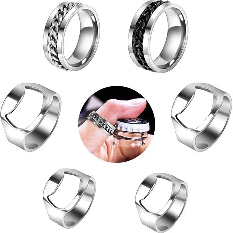 Anneau décapsuleur en acier inoxydable, 6 pièces, 2 styles, pour tous types de bouchons. (1/5)